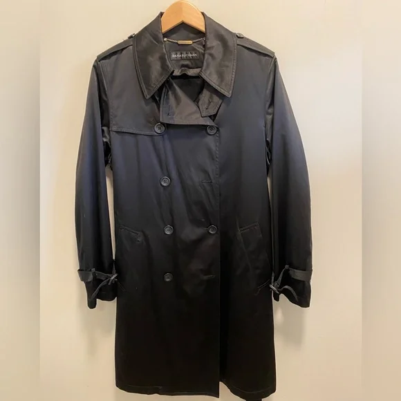🎉🎉HP🎉🎉 Dana Buchman black all-season belted trench coat style size M - Picture 10 of 10